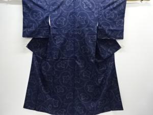 蔦の葉模様織り出し十日町紬着物